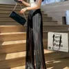 Women's Pants Wide Leg Thin Summer Female Elastic High Waist Casual Loose Straight Suit Pant Lady Long Trousers G163