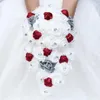 Grande longue cascade nouveaux bouquets de mariage pour la mariée et la demoiselle d'honneur PE Rose strass main fleur fête décoration de mariage 8760356273d