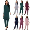 Ethnische Kleidung Naher Osten Muslimische Frauen Set Abaya Kleid Zweiteiliger Kaftan Schlanke arabische Tops Hosenanzug Dubai Casual Hollow Out Splicing Eid