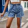 Aktiv shorts Elastisk midjedesign Hög Bow Tie Denim Womens Jean Overalls Pants On Designer for Women