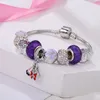 Perles de verre de Murano en argent sterling 925 Cloches violettes Feuilles tombées Cinq pétales Fleur Perles de charme européennes Papillon Dangle Convient aux bracelets à breloques Pandora Collier