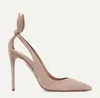 Luxe designer rode sandaal dames pumps Aquazzura- BOW TIE PUMP Suède puntige neus uitsparing slingback dame bruiloft bruid jurk schoenen EU35-42