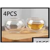 Bicchieri Alta borosilicato Vetro resistente al calore Tazza da tè a doppia parete Vaso Xicara Verre Espresso Kungfu Tazza da tè Bicchieri Caffè Drinkwar Dhgiq