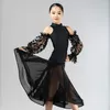 Vêtements de scène maille vêtements de danse modernes filles salle de bal pratique Performance Costume valse noire vêtements Tango danse tenue DL9643