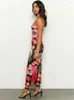 Casual jurken Tossy Summer Printed Hollow Out Maxi-jurk Slanke strapless elegante feestjurk Bloemen mouwloos High Street vrouwelijk