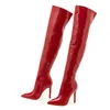 Liyke Autumn Winter Fashion Slim Leg Thigh High Boots Women Sexy Pointed Toe Zip Over The Knee Shoes Party Stripper Heels Pumps