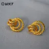 Boucles D'oreilles Tiges WKT-E717 Europe Et États-Unis Une Petite Torsion Médiévale Laiton Tressé Doré Ambiance Exagérée 925