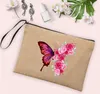 Kosmetiska väskor Butterfly Linne Clutchväska Kvinnor Makeup Sommar Utomhus Strand Solglasögon Solskyddsmedel Förvaringspåse Travel Wash Organizer Presenter