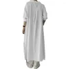 Etnische Kleding Moslim Abaya Gestreepte Revers Femme Zak Eenvoudige Losse Casual Lange Shirt Jurk Caftan Kaftan Elegante Vestidos Ramadan