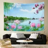 Tapissries Green Garden Poster utomhus i realtid Scene Plant Tapestry Lake Waterfall Natural Scenery Eesthetics Home Decoration