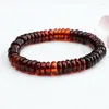 Strand Natural Red Amber Bracelet Men Women Healing Gemstone Fine Jewelry Genuine Baltic Blood Round Donut Bracelets Bangles