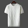 Men's T-Shirts Summer Men T-shirt Knitted Short Sleeves Top Sweater Men's Solid Color O-neck Pullover Thick Slim Knitted Tees D215 230706