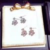 Pendientes de tuerca, bonitos pendientes de flores de cristal, exquisitos pendientes de circonita cúbica, joyería de moda coreana para mujeres y niñas, regalo colgante