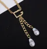 Baroque Pearl Dething Detlaces 18k Gold Classic Designer Letter Letter Pendants Chain