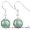 Pendientes colgantes de jade birmano con cuentas de piedras preciosas, regalo de plata 925 chino, accesorios verdes, regalos naturales Vintage para mujeres, joyería de piedras preciosas