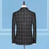 Blazers boutique (blazer + väst + byxor) mode företag avslappnad gentleman mäns italiensk stil elegant rutig smal formell 3 -delad kostym
