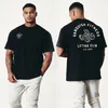 Erkek Tişörtleri Yaz Spor Salonu T-Shirts Fitness Büyük Boyutlu 100 Pamuklu Erkek Kadın Tişört Yüksek kaliteli vücut geliştirme Erkek Giysiler Baskı Tee 230707