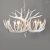 Pendant Lamps Antlers American Country Living Room Restaurant Bar Mediterranean European Creative Resin White Chandelier