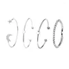 Bangle Trendy Geometrische Link Chain Armband Set Voor Vrouwen Moon Star Hanger Open Goud Zilver Kleur Sieraden