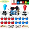 Game Controllers Joysticks DIY Joysticks Arcade Kit 2 Spelers USB Encoder met SANWA Joystick LED Verzilverde Knop voor PC naar Raspberry Pi MAME 230706