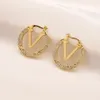 18K Gold Plated Luxury Brand Designers Studs Studs Studs Studs Steel Crystal Steel Rhinestone Earring 186h