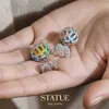 Charm designer M Letter Round Ball Earrings in Front and Back of Miao Family, Feminine Style, Fashion Ball, Colorful Small Square Face 9ROX