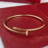 Clou Gold Bangle Fine Nail Argent Sterling Creux Élastique Bracelet Diamant Femme Designer Qualité T0p Reproductions Officielles Cadeaux Premium Avoir Logo