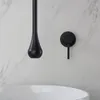 Bathroom Sink Faucets Matte Black Brass Modern Basin Faucet Ceiling Top Water Drop Style Mixer And Cold Tap