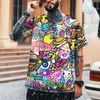 Męskie koszulki męskie Street Graffiti gwiazda tatuaż z trendem T-shirt hip-hopowy styl deskorolka koszulka w stylu Harajuku odzież marki gruby rozmiar 230707