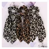 Party Favor Leopard Print Hårband Scrunchie Bohemian Elastisk Stor rosett Ubber Rep Flickor Hårband Accessoarer Drop Delivery Hem Gar Dhnto