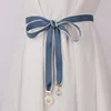 Belts 160cm Fashion Cloth Belt With Dress Cinched Waistband Strap Slender Ribbon Floral Pearl Waist Rope Sweater Skirt Decoration