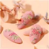 Autocollants Stickers 5D En Relief Rose Nail Sticker Blooming Gravé Feuille Curseur D'eau Pour Ongles Art Décorations Decal Fleur Manucure Dhfjh