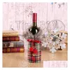Noel dekorasyonları masa dekorasyon güzel şarap şişesi seti bowknot keten hediye çantası T3I5345 Damla Teslimat Ev Bahçesi Festival Parçası DHHBP