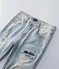 2023 Designer Herr Jean Man Ripped Skinny Cowboy Pant Jeans Rock Revival Byxor Rak Slim Elastisk Denim Fit Moto Biker Pants Trendiga Streetwear ##