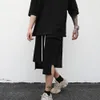 Erkek Şort Erkek Patları Düzensiz Patchwork Yüksek Sokak Spor Yarım Şort Kore Moda Gevşek Geniş Bacak Kısa Pantolon Y2K Giysileri 230706