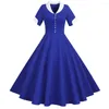 Freizeitkleider Damen 1950er Jahre Retro-Kleid Kurzarm Vintage Swing Formeller Anlass Abend Lose Frauen Sommer