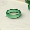 Klusterringar Naturlig Grön Agat Ring För Män Kvinnor Med Textur Handgjorda Märke Jadeite Jade Smycken Sten