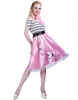 Lässige Kleider 50er Jahre Retro Pink Pudel Rockkleid Kostüm Mädchen Frauen Halloween Cosplay Carnival Party Group Familie Fancy