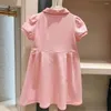 Robes de fille 2023 été filles robe polo avec col Version coréenne enfants coton tempérament princesse longue