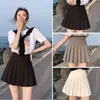Skirts Solid Color Pleated Skirts Women Fashion High Waist Preppy Style Mini Skirt Girls Korean Chic Street A-line Skirt XXXL 230707