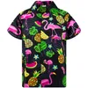 Herrklänningskjortor Sommar Herr Hawaiiskjortor för män Flamingotryck Strandskjortor Button Down Mode Herrkläder Blustopp Camisa Masculina 230707