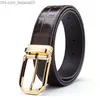 Belts Men's Youth Genuine Leather Head Layer High end Crocodile Texture Pin Buckle Youth Leisure Business Trouser Belt Z230707