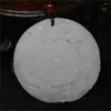 Colares com Pingente Charme Natural Branco Pedra Afegã Esculpida à Mão Dragão Chinês Phoenix BaGua Lucky Jade Amuleto Colar Presente Jóias