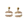 18K Plaqué Or Designer Marque Boucle D'oreille Designers Lettre Oreille Stud Femmes Rétro Diamant Boucles D'oreilles pour la Fête De Mariage Cadeau Bijoux Accessoires