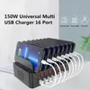 150W Universal Multi USB-laddare 16 portar 3.5A USB snabbladdningsstationsställ för iPad iPhone 14 13 Samsung S22 Xiaomi Tablet