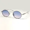 Óculos de Sol Ovais Redondos Prata Gradiente Azul Óculos Masculino Feminino Óculos Sol Verão gafas de sol Óculos Designers Óculos Óculos Occhiali da sole UV400 Óculos