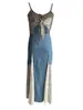 Gonne Donna 2 Pezzi Maxi Completi Senza Schienale Slim Fit Camis Crop Tube Top Split Midi Gonna Set Y2K Abiti da Spiaggia per Feste (Blu