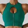Tenue de yoga couleur unie côtes Sport débardeur haut court collants femmes Fitness soutien-gorge sous-vêtements de gymnastique évider entraînement entraînement amovible poitrine coussinet