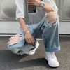 Jeans Masculino Moda Hip Hop Perna Larga Verão Reto Solto Casual Buraco Denim Daddy Pants Baggy For Men Clothing 230706