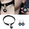 Choker E0BE Ronde Ball Chain Kraag Ketting Biljart Zwart Acht Mode-sieraden Punk Hip Hop Dangle Oorbellen Vriend Gift